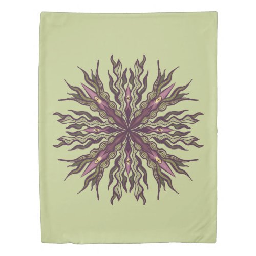 Psychedelic Eye Plant - Surreal Botanical Mandala Duvet Cover
