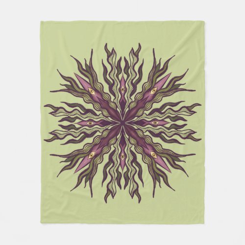 Psychedelic Eye Plant - Surreal Botanical Mandala Fleece Blanket