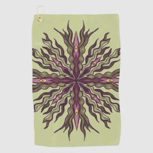 Psychedelic Eye Plant - Surreal Botanical Mandala Golf Towel
