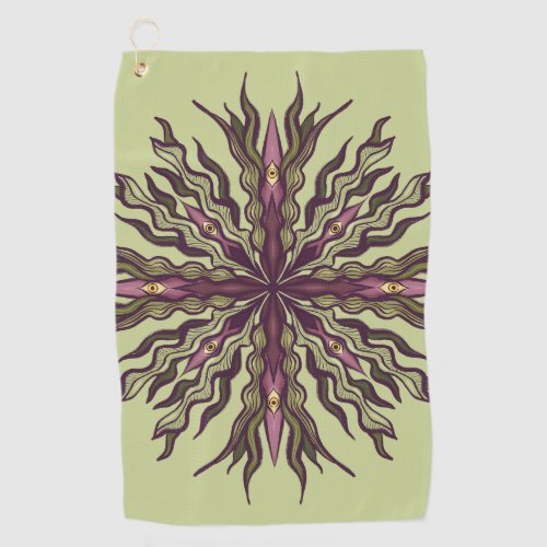 Psychedelic Eye Plant - Surreal Botanical Mandala Golf Towel