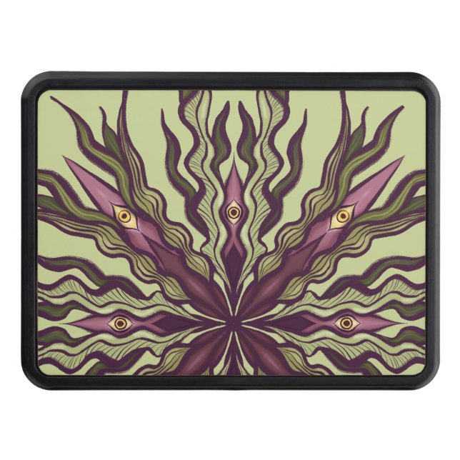 Psychedelic Eye Plant - Surreal Botanical Mandala Hitch Cover (Front)