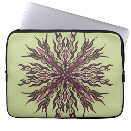 Psychedelic Eye Plant - Surreal Botanical Mandala Laptop Sleeve