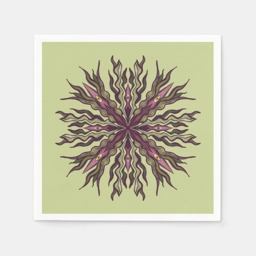 Psychedelic Eye Plant - Surreal Botanical Mandala Napkins