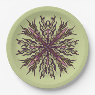 Psychedelic Eye Plant - Surreal Botanical Mandala Paper Plates