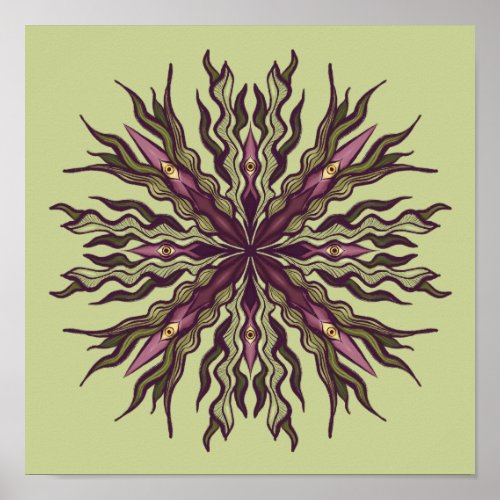 Psychedelic Eye Plant - Surreal Botanical Mandala Poster
