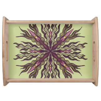 Psychedelic Eye Plant - Surreal Botanical Mandala Serving Tray