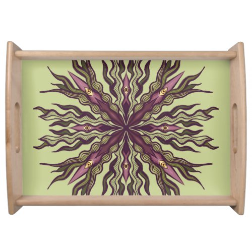 Psychedelic Eye Plant - Surreal Botanical Mandala Serving Tray