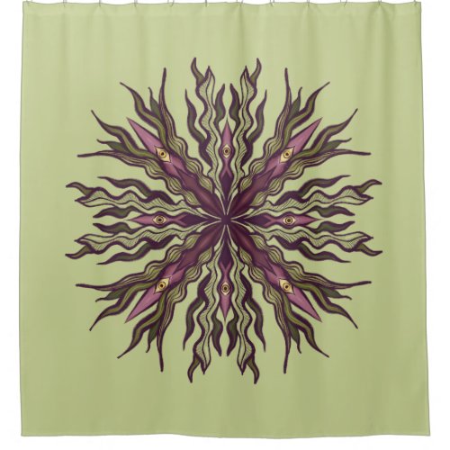 Psychedelic Eye Plant - Surreal Botanical Mandala Shower Curtain