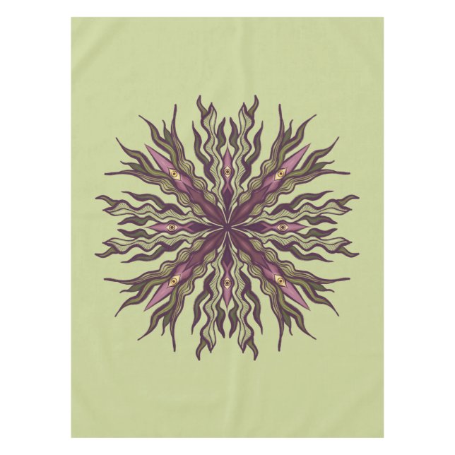 Psychedelic Eye Plant - Surreal Botanical Mandala Tablecloth (Front)