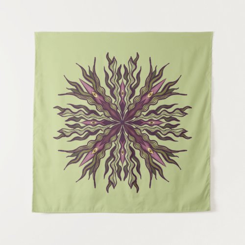 Psychedelic Eye Plant - Surreal Botanical Mandala Tapestry
