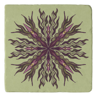Psychedelic Eye Plant - Surreal Botanical Mandala Trivet
