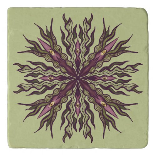 Psychedelic Eye Plant - Surreal Botanical Mandala Trivet