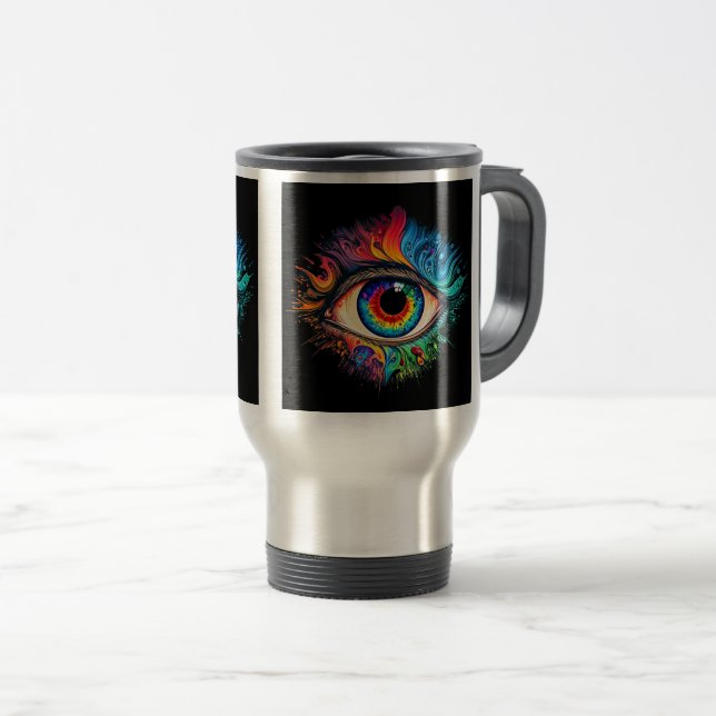 Psychedelic Eye Travel/Commuter Mug, 15 oz  Travel Mug (Front Right)