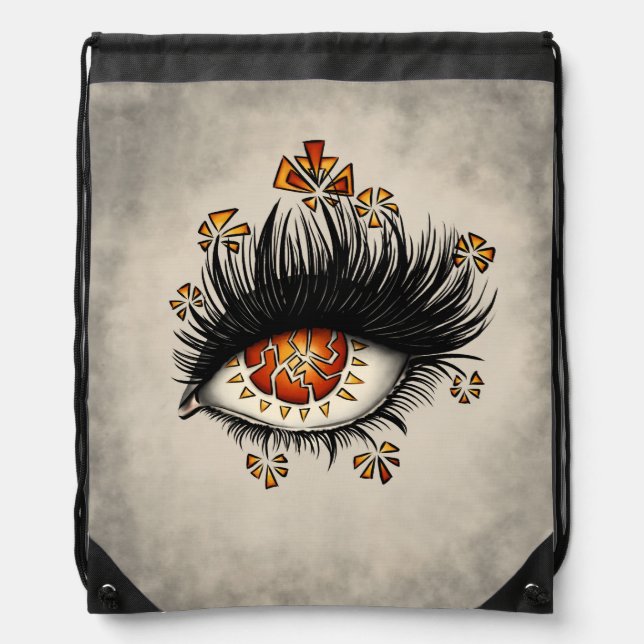Psychedelic eye witchy surreal  drawstring bag (Front)