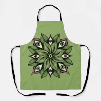 Psychedelic Eyes Mandala - Trippy Floral Pattern Apron