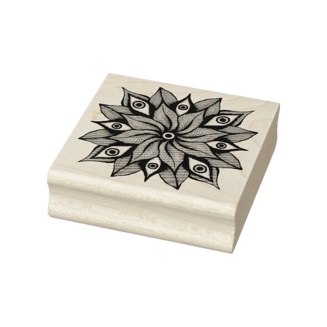 Psychedelic Eyes Mandala - Trippy Floral Pattern Rubber Stamp (Stamp)