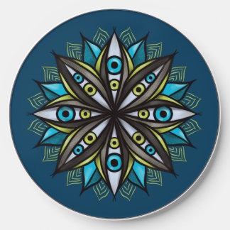 Psychedelic Eyes Spooky Weird Blue Green Flower Wireless Charger