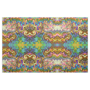 psychedelic fabric-rainbow neon geometric swirls fabric