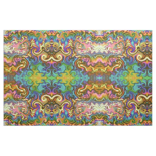 psychedelic fabric_rainbow neon geometric swirls fabric