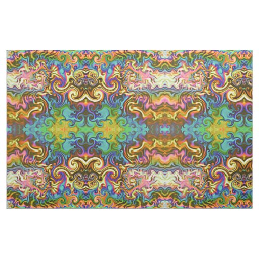 psychedelic fabric-rainbow neon geometric swirls fabric