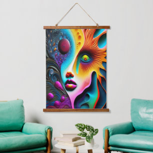 Psychedelic  Face Abstract  Art     Hanging Tapestry