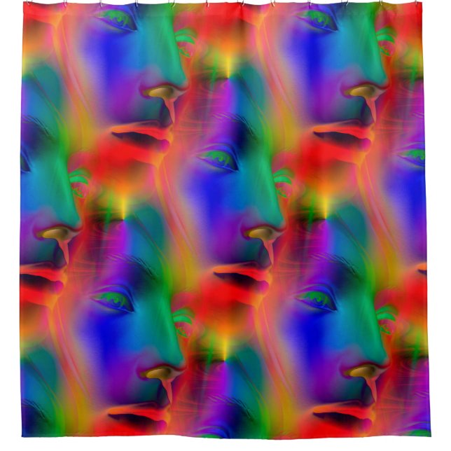 Psychedelic Face seamless pattern + your ideas Shower Curtain (Front)