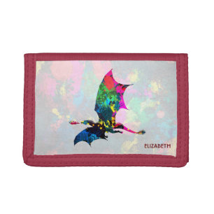 Psychedelic Fairy Tale Dragon Breathing Fire Trifold Wallet