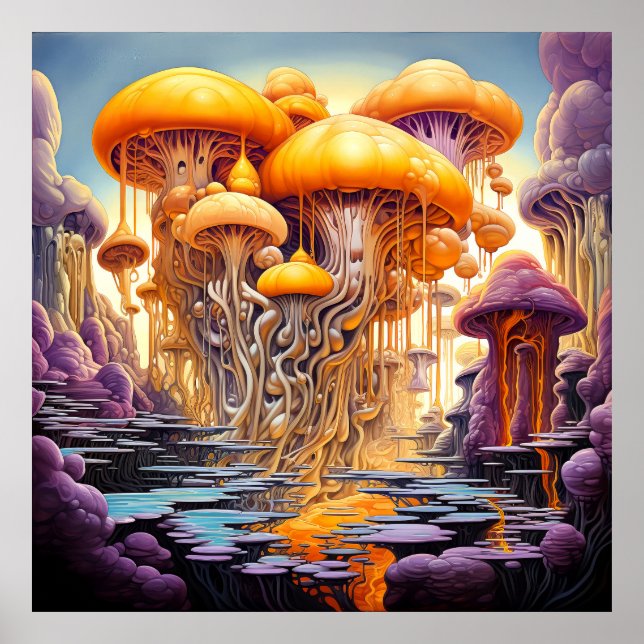 Psychedelic fantastic landscapes poster (Front)