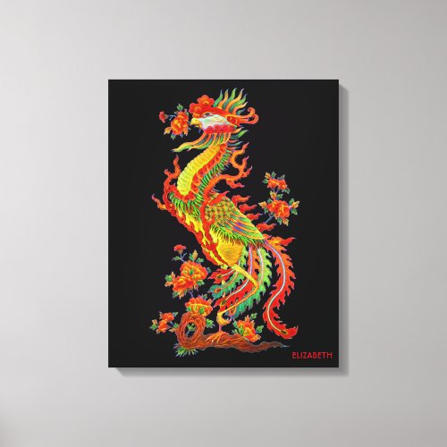 Psychedelic Fantasy Exotic Fractal Dragon Phoenix Canvas Print