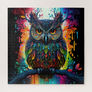 Psychedelic Fantasy Hippy Owl Jigsaw Puzzle