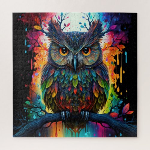 Psychedelic Fantasy Hippy Owl Jigsaw Puzzle