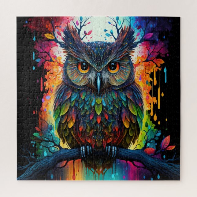 Psychedelic Fantasy Hippy Owl Jigsaw Puzzle (Vertical)