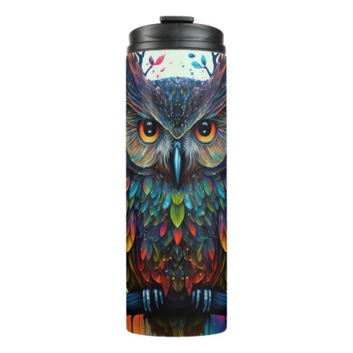 Psychedelic Fantasy Hippy Owl Thermal Tumbler