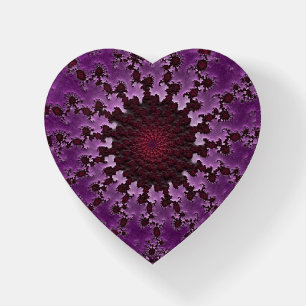 Psychedelic Fantasy Magenta Fractal Heart Paperweight
