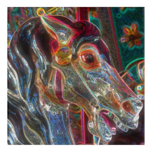 Psychedelic Fiery Steed Carousel Horse  Acrylic Print