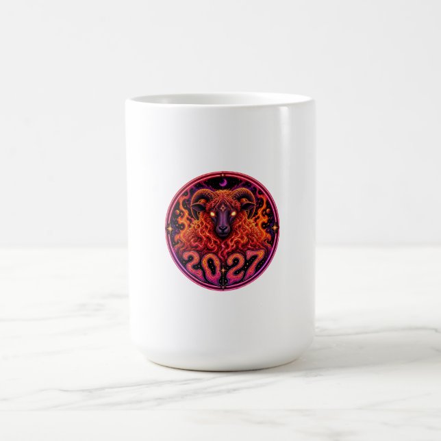 Psychedelic Fire Ram Aries  Coffee Mug (Center)