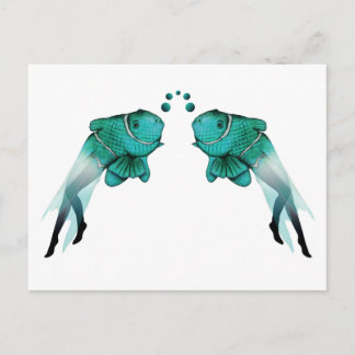 Psychedelic Fish Blue Postcard