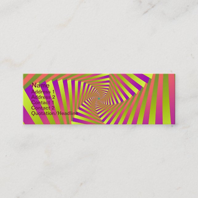 Psychedelic Five Arm Spiral   Business Card (Front)