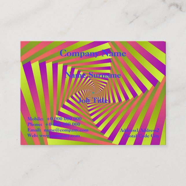 Psychedelic Five Arm Spiral Business Card (Front)