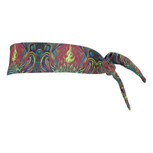 Psychedelic Flame Mandala Tie-Back Headband