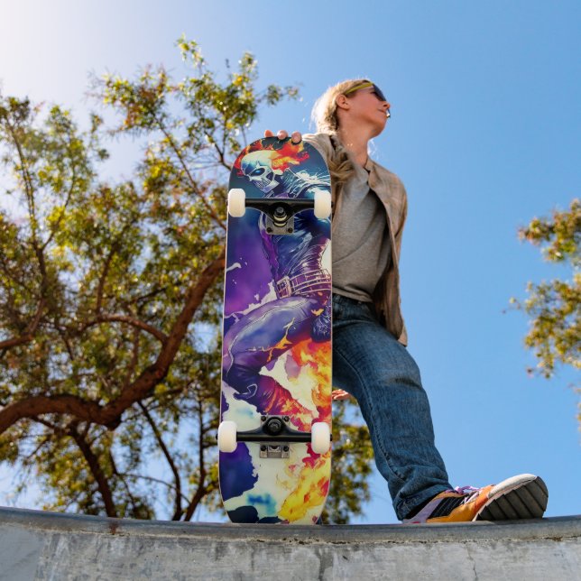Psychedelic Flame Skull Skateboard (Outdoor 1)