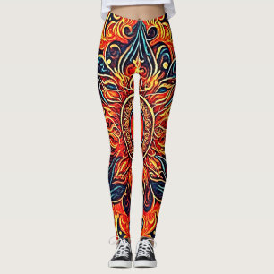 Psychedelic Flaming Eye Pattern Women's Leggings