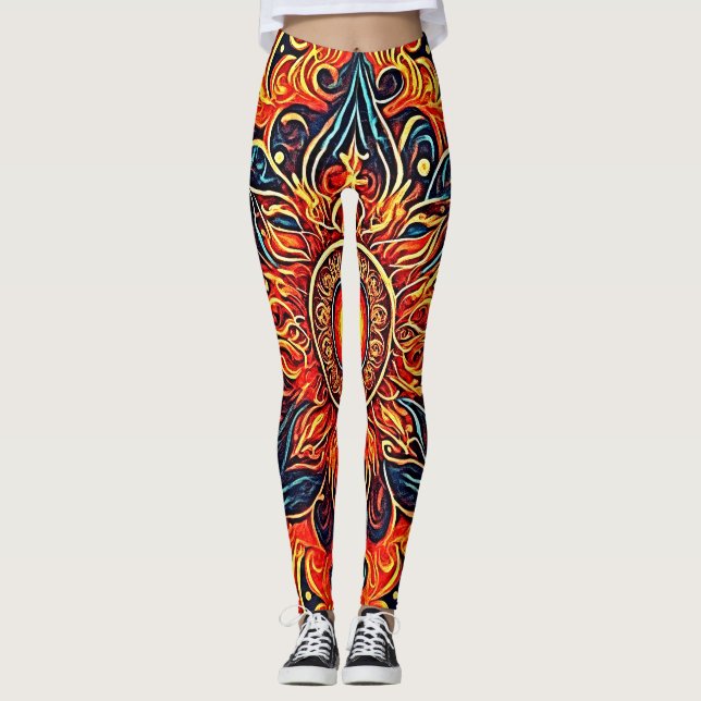 Psychedelic Flaming Eye Pattern Women's Leggings (Front)