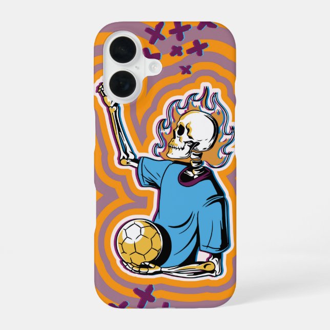 Psychedelic Flaming Soccer Skull Iphone Case (Back)