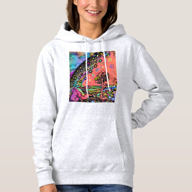 Psychedelic Flammarion Engraving Trippy Rainbow St Hoodie (Front)