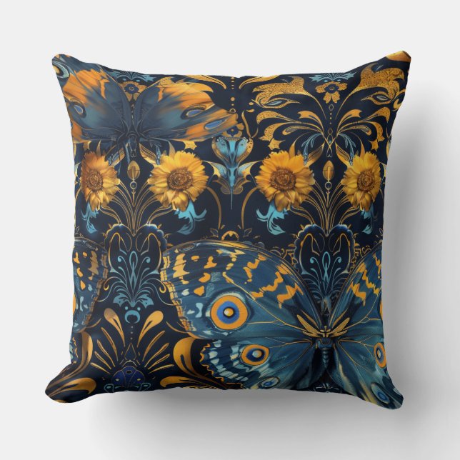 Psychedelic Flight Tapestry Botanical Throw Pillow (Front)