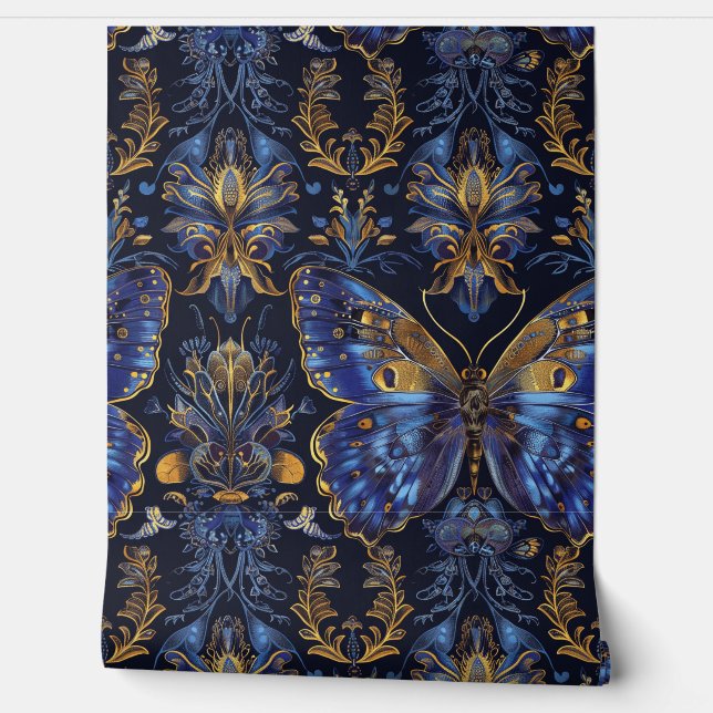Psychedelic Flight Tapestry Botanical Wallpaper (Unrolling)