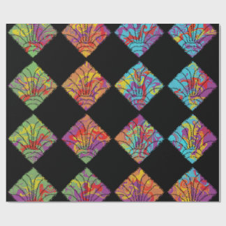 Psychedelic Floral Diamonds Colorful Abstract Wrapping Paper