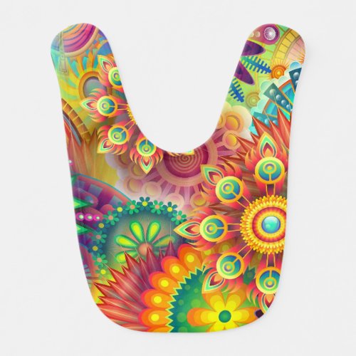 Psychedelic Floral Pattern  Baby Bib