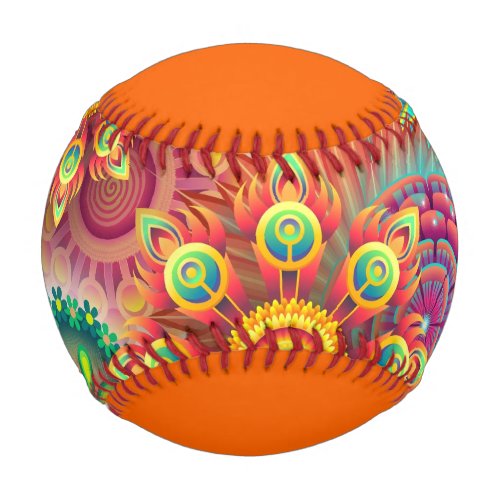 Psychedelic Floral Pattern  Baseball